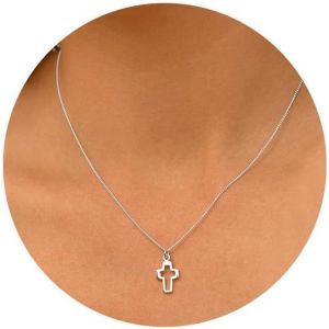 Kalanka-Collier Croix Pour Femme - Collier Croix Plaqué Or 14 Carats Collier Croix En Or Collier Ras Du Cou Petite Croix Latérale Colliers Croix En Or Pour Femme Bijoux En Or Cadeau Pour Femme Fille - Neuf