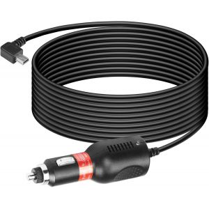 JGD-Mini c&acirc;ble d'alimentation USB pour Allume-Cigare de Voiture 5 V 3 A Angle Gauche de 90 degr&eacute;s avec Cordon Extra Long pour cam&eacute;ra de Tableau de Bord/GPS/Appareil Photo num&eacute;rique-11,48FT - Neuf