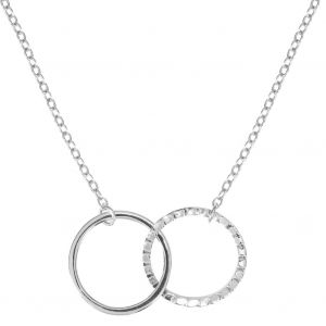 Collier Tendance En Argent Sterling 925 Avec Pendentif Double Anneau Pour Femme (Argent) - Neuf