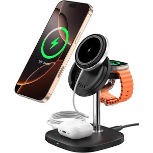 Wireless Charger For Iphone And Apple Watch, Chargeur Magnétique Pour Iphone 16/15/14/13/12 Series, Pour Apple Watch Ultra 2/9/8/7/6/5/4/3/2/Se 2, Airpods, Model 711m (No Adapter) - Neuf