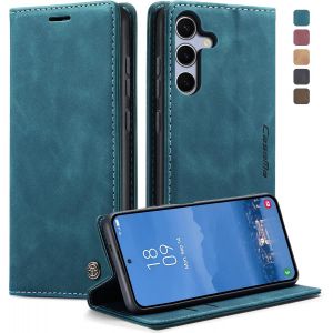 Maa-Coque Samsung Galaxy S25 Plus 5g Housse Antichoc En Cuir Pu Premium Fentes Cartes Etui Pochette De Portefeuille Avec Fonction Support À Rabat Housse Samsung Galaxy S25 Plus 5g - Bleu Vert - Neuf