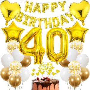 SJZG-Décoration 40E Anniversaire, Décoration Gâteau Doré Anniversaire 40 Ans Homme, Décoration Fête Doré, 40E Anniversaire Homme Femme, Décoration Gâteau 40E Anniversaire Homme Femme, Décoration Anni - Neuf