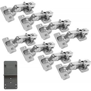 110 Degr&eacute; Plein Recouvrante 35mm Soft Close Charnieres avec Amortisseur Hydraulique Fermeture Automatique Charni&egrave;re pour Armoires de Porte Cuisine 8 Pcs - Neuf