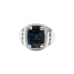 Chevalière Argent Homme Labradorite Cavalier D'enfer - Neuf