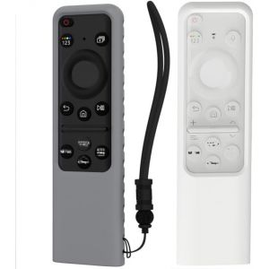 2 pièces Coque télécommande pour Samsung 2023 SolarCell TM2360E BN59-01432J BN59-01432A Coque télécommande pour Samsung Neo QLED OLED TV TM2361E Remote Cover avec cordon (gris+blanc) - Neuf