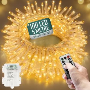 Lbgwp60-De Jardin À Piles ¿ 100 Led Avec Télécommande ¿ 8 Modes D'éclairage ¿ À Piles Pour Intérieur Et Extérieur ¿ Esthétique Pour La Chambre À Coucher (Led - Neuf