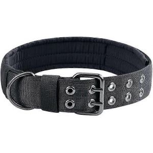 Collier De Chien Tactique En Nylon Collier De Chien D'entraînement Réglable Militaire Avec Boucle À Double Anneau En Métal D (Noir-Xl75cm) - Neuf