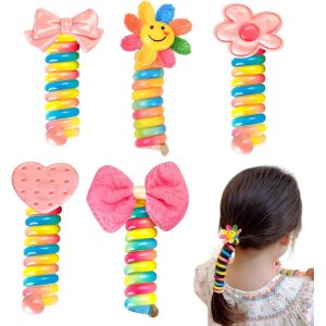 Bandes Cheveux Color&eacute;es,5 Morceaux De Bobines De Cheveux En Spirale &Eacute;lastiques Pour Enfants,Support De Queue De Cheval,Bandes De Cheveux Pour Enfants - Neuf