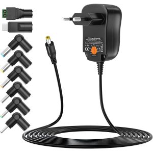 KALANKA-12W Universel de Chargeur 3V 4,5V 5V 6V 7,5V 9V 12V 1A 1000mA Multi de Tension Ataptateur pour Appareils Ménagers,LCD,Router Wi-FI,Bluetooth,Haut-Parleur, Poussettes,Bande de LED, Micro USB - Neuf