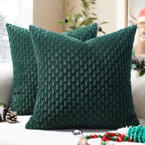 ERYI-Housse De Coussin 45X45 Cm Vert Sapin En Velours Côtelé Lot De 2 U2013 Coussin Bohème De Noël Élégant Pour Salon, Canapé, Chambre, Jardin, Ambiance Festive Et Cosy D`Hiver - Neuf