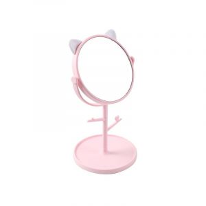 Espejo De Maquillaje Con Forma De Gato, Rosa, Multifuncional, Par Bureau. - Neuf