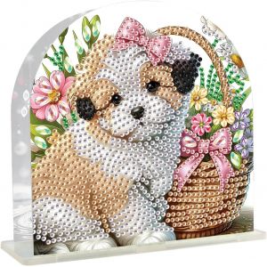 Eryi-Peinture Diamant Porte-Serviettes En Papier De Table Pour 15 X 15 Cm Distributeur De Serviettes Diamond Painting Support Serviette De Table En Papier Cuisine Porte Serviettes Chien Et Fleurs - Neuf