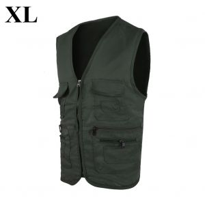 Gilet De Peche Et De Chasse Pour Homme, Confortable, Multi-Poches (Vert Armee, Taille Xl) - Neuf