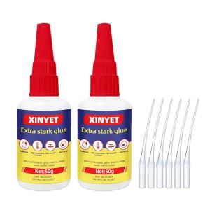 Checarzhn--No1-Transparente Colle Forte, 2 Flacons De Colle Forte Rapide Glue Extra Forte De 50ml, Super Glue, Pour Coller Du Plastique, Du Verre, Du Vinyle, De L'acrylique, Du Pvc, Du M¿¿Tal, Etc - Neuf