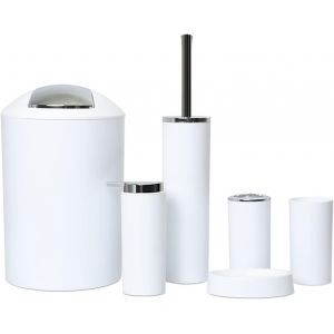 Jeu de 6 accessoires de salle de bain Dont distributeur de savon,brosse de WC et porte-brosse Rosa Design 2 - Neuf