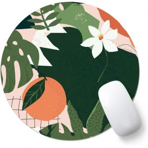 Tapis de souris rond avec design - 20 cm - Petit - Orange - Neuf