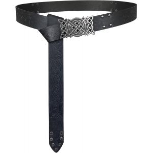 Cauc-Ceinture Viking &Agrave; Boucle Gaufr&eacute;e, Ceinture De Chevalier Nordique En Similicuir, Ceinture De Guerrier M&eacute;di&eacute;val R&eacute;tro Pour Jdr Gn Cosplay Halloween - Neuf