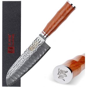Jexnovashop-Couteau Santoku 17,78cm - Japonais Acier Damas Poignée - Palissandre - Neuf