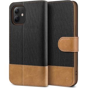 JGD-Coque pour iPhone 12 Mini, Etui pour iPhone 12 Mini Housse en Cuir de Protection, Portefeuille en Cuir Polyur&eacute;thane, Crochet, Pochette pour Monnaie, Fermeture Magn&eacute;tique, Noir - Neuf