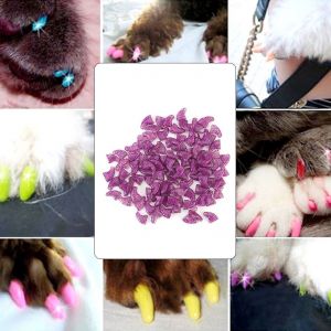 Hjlian Lot De 100 Protege-Griffes En Pvc Souple Et Durable Pour Animaux De Compagnie Et Chats (Violet, Taille M) - Neuf