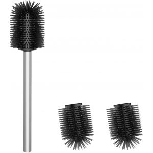 Brosse WC en Silicone,Brosse WC avec 2 têtes de Brosse,Brosse WC de 7 cm de diamètre en Acier Inoxydable 304 pour Le Nettode la Salle de Bain (TPR Argenté) - Neuf