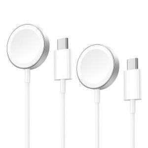 Cmjaagur-Lot De 2 Câbles De Charge De 1 M Pour Apple Watch, Câble De Charge Usb C Pour Iwatch Certifié Mfi Sans Fil, Chargeur Magnétique En Métal Pour Apple Watch Series 10/9/8/7/6/5/4/3/2/1[M2287] - Neuf