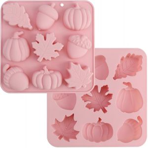 Halloween Automne Moules En Silicone 3d Chocolat Rose 9 Cavité Réutilisable Pour Halloween Noël Thanksgiving - Neuf