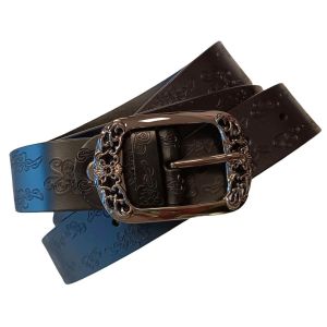 Promotion ! Ceinture Cuir 'cordoue' Noir - Largeur 35 Mm, Boucle 73x47 Mm - Neuf