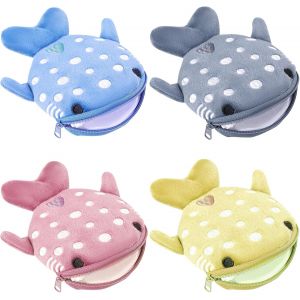 4 Pieces Mini Coin Purse, Cute Animal Wallet with Zipper Door, Cute Shark Wallet, for Boys and Girls for Change, Cards, Keys, Earphones - Neuf