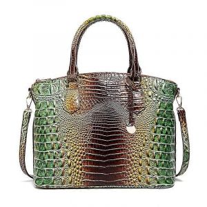 Les femmes de Gros Sacs &agrave; main Vegan en Cuir Motif Crocodile Sac &agrave; Bandouli&egrave;re avec Poign&eacute;e Sup&eacute;rieure couleur 3 vert + brun - Neuf