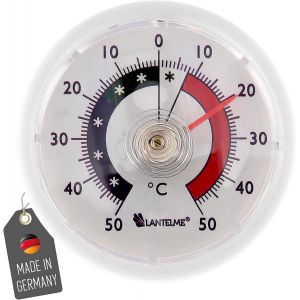 KAL-Thermomètre Bimétallique Analogique Pour Réfrigérateur Congélateur Congélateur Cave À Vin Minibar À Coller -50 Degrés / +50 Degrés, Format Rond, Couleur Blanc - Neuf