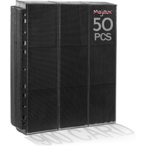 Mdy-900 Pochettes Pour Cartes Collectionnables 50 Pages Doubles Noires - Classeur Carte - Rangement Carte - Protege Carte Ouverture Latérale Sécurisée Pour Magic, Yugioh - Neuf