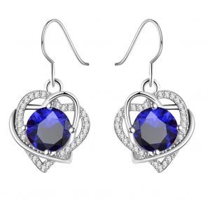 Romad Femmes Mode Torsad&eacute; Double Coeur Bleu Goutte Boucles D'oreilles Bijoux Cadeau - Neuf