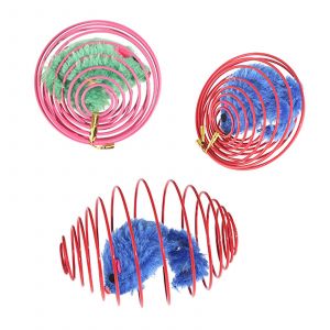Hjlian Jouet Pour Chat A Ressort En Forme De Souris En Peluche De Couleur Unie (Couleur Aleatoire) - Neuf