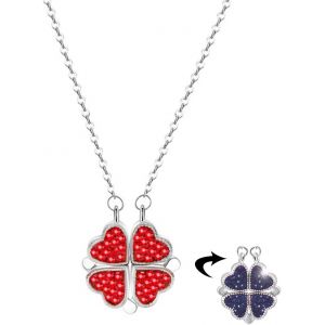 Kal-Colliers Pour Femme Collier Double Face Tr&egrave;fle &Agrave; Quatre Feuilles, Collier Femme, Collier Pendentif Femme, Collier Multi Rangs Femme - Neuf