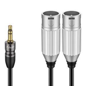 ASFASFq-J&D 3,5 mm 1/8 vers 2 XLR Câble, Câble de Raccordement Audio Stéréo Entre XLR et 1/8 TRS Mâle Asymétrique pour Ordinateur Portable, Appareil Photo DSLR, Microphone Smartphone, 1,8 Mètre - Neuf