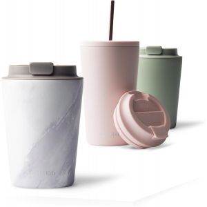 Sjzg-Mug Isotherme 350 Ml, Thermo Caf&eacute; &Eacute;tanche En Acier Inoxydable, Tasse Isotherme Sans Bpa, Mug Isotherme Cafe (White Marble) - Neuf