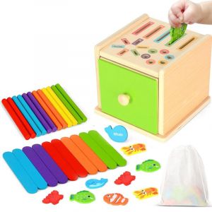 Jeu Montessori 1 an Enfant Tri Formes Couleurs - AQSACOKIYA - Cadeau Fille Gar&ccedil;on - Valisette Montessori &Eacute;ducative - Neuf