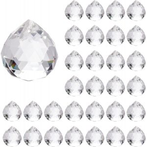 MEVRONISSHOP-30 Pcs Prisme de Boule de Cristal Clair, Boule de Cristal Prisme Attrape Soleil Prisme pour D&eacute;coration de Maison Jardin Mariage No&euml;l (20 mm) - Neuf