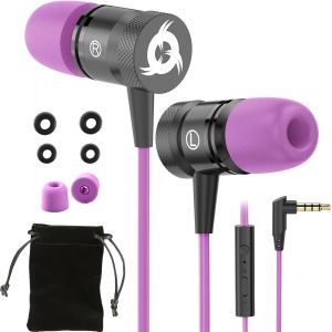 LORANKA-Fusion &Eacute;couteurs Filaires avec Micro Hi-FI, Mousse &agrave; M&eacute;moire, Jack 3.5mm, Violet - Neuf