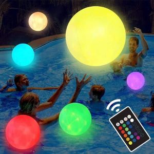 Kal-Jouet De Piscine Gonflable À Led,Boule D'eau Led Avec Télécommande,Ballon De Plage Lumineux À Led,Ballon De Plage Gonflable À Led,Jouets De Piscine,Jeux De Piscine - Neuf
