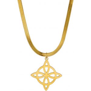 Kal-Collier De Noeud De Sorcière Pour Les Femmes Pendentif Noeud Celtique Irlandais Triquetra Trinité Noeud Triangulaire Bijoux Viking Cadeau Païen Chaîne Claviculaire Filles - Neuf