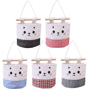 Lot De 5 Sacs De Rangement Muraux, Petits Et Mignons, À Fixer Au Mur - Neuf