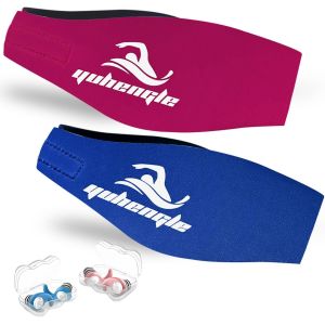 Bandeau de Natation Enfants ¿ Bandeau en Néoprène avec 2 Paires de Bouchons d¿Oreilles, Haute Élasticité et Fermeture Velcro ¿ Protège les Oreilles pour Piscine, Plongée et Sports Aquatiques - Neuf