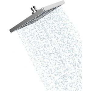 Tete de Douche Pluie (250*250mm), Pomme de Douche Fixe Anti Calcaire en Acier Inoxydable, Pomme de Douche Angle de Jet Orientable, Exp&eacute;rience de douche Somptueuse, Installation Facile, Chrome - Neuf