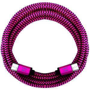 JGD-C&acirc;ble de charge rapide USB-C vers USB-C en nylon de qualit&eacute; sup&eacute;rieure de 1 m pour t&eacute;l&eacute;phone portable, tablette, smartphone - Rose - Neuf