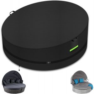 Ulteronixshop-Housse De Protection Canap&eacute; Lit Rond, Couverture De Canape-Lit Imperm&eacute;able 600d,Housse Bain De Soleil, B&acirc;che Pour &Icirc;lot Lounge Avec Sangle De Tension R&eacute;glable, 230*90-50cm(230,Schwarz) - Neuf