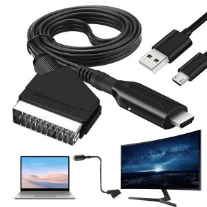 Adaptateur Péritel Vers Hdmi,Convertisseur Audio Vidéo Tout En Un 1080p/720p Avec Câble Pour Hdtv Stb Vhs Xbox Ps3 Sky Dvd Blu-Ray - Neuf