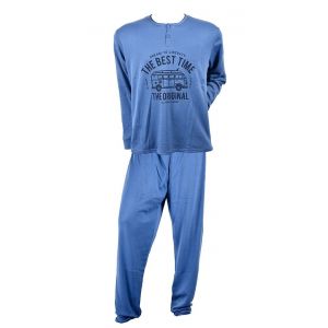 Pyjama Homme Long Sweet Secret C2710 Van Life Bleu - Neuf