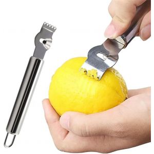 Lemon Zester Peeler Stainless Steel Handle Gin Cocktails Melon Peeler Professional Citrus Zester Peeler with Channel Orange Lemon Cocktail Peeler - Neuf